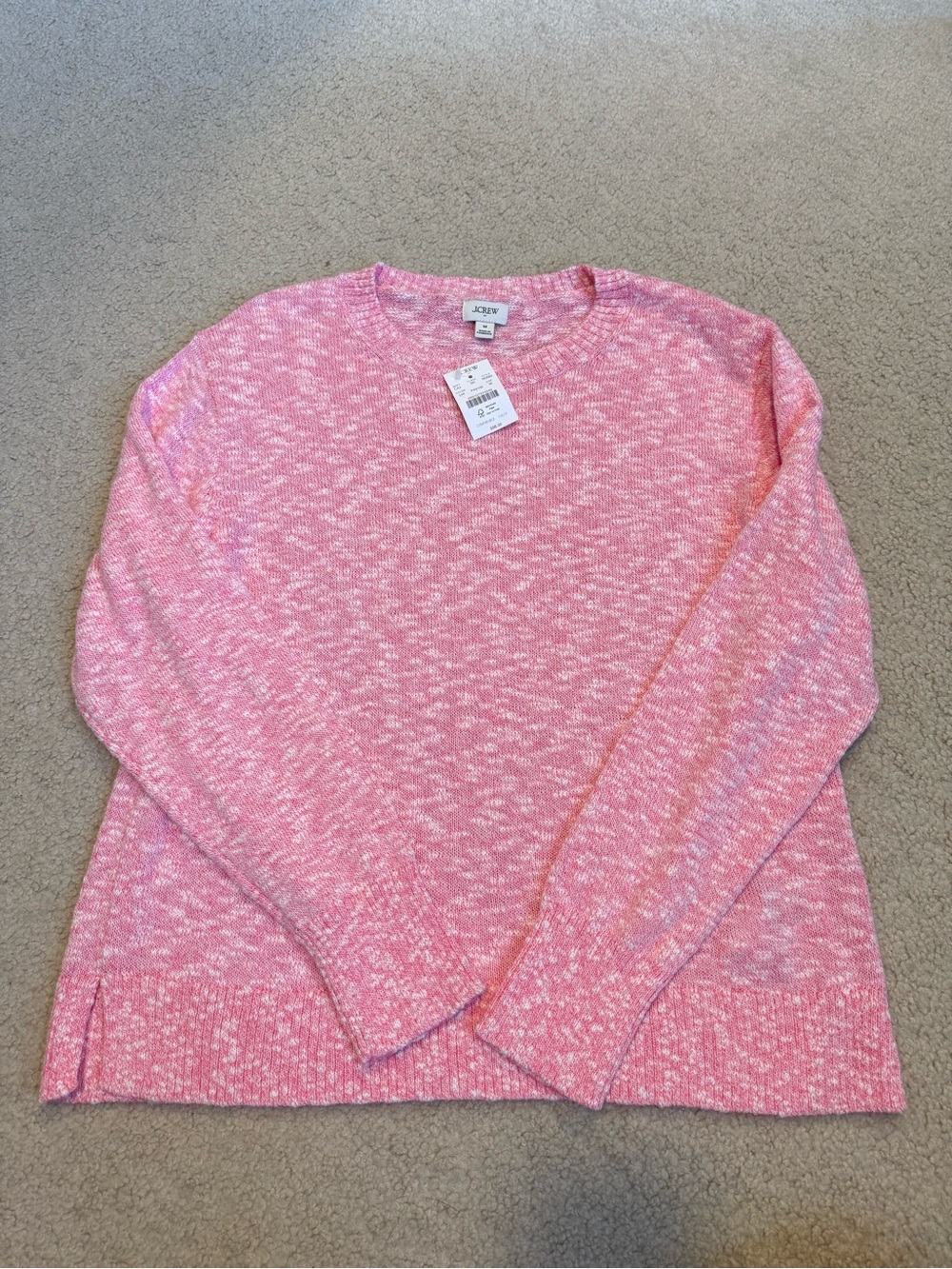 J. Crew Pink Marled Crewneck Sweater - Soft Rose Heather